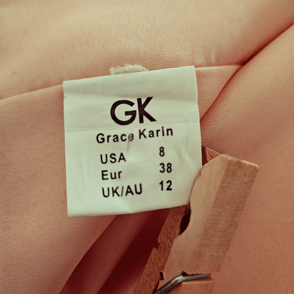 Grace Karin Womens Peach Floral Chiffon Corset Back Formal Maxi Dress 8 Prom - Picture 5 of 16